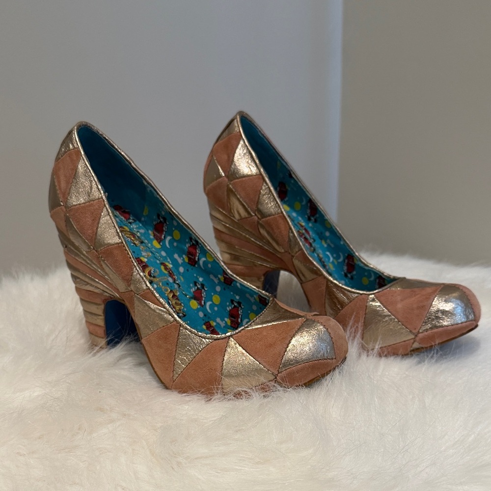 Irregular Choice Tan/Gold Chunky Heel